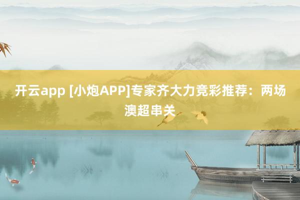 开云app [小炮APP]专家齐大力竞彩推荐：两场澳超串关