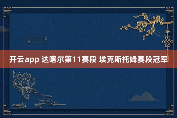 开云app 达喀尔第11赛段 埃克斯托姆赛段冠军