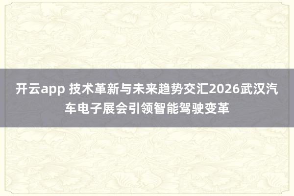 开云app 技术革新与未来趋势交汇2026武汉汽车电子展会引领智能驾驶变革