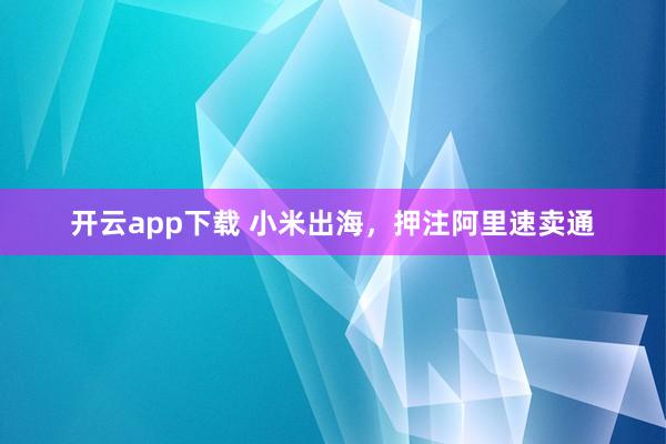 开云app下载 小米出海,押注阿里速卖通