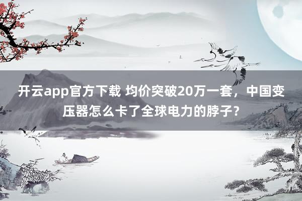 开云app官方下载 均价突破20万一套,中国变压器怎么卡了全球电力的脖子?