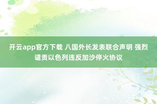 开云app官方下载 八国外长发表联合声明 强烈谴责以色列违反加沙停火协议