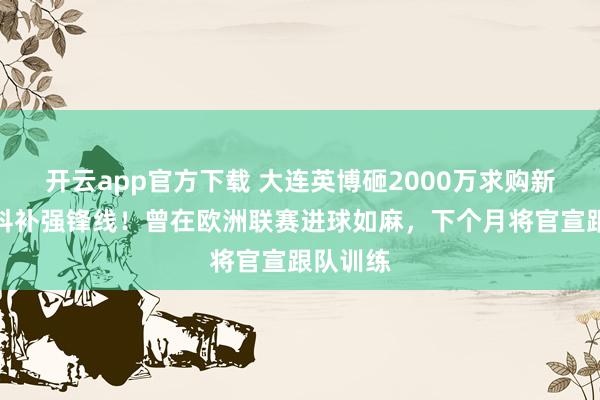 开云app官方下载 大连英博砸2000万求购新卡拉斯科补强锋线！曾在欧洲联赛进球如麻，下个月将官宣跟队训练