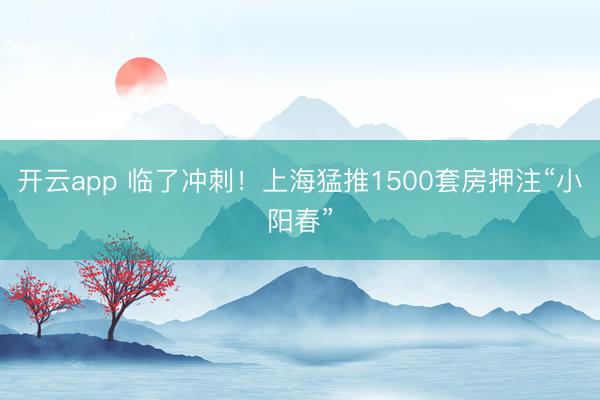 开云app 临了冲刺！上海猛推1500套房押注“小阳春”