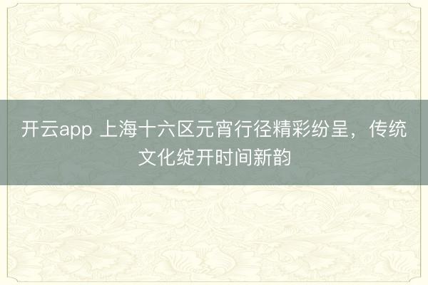 开云app 上海十六区元宵行径精彩纷呈，传统文化绽开时间新韵